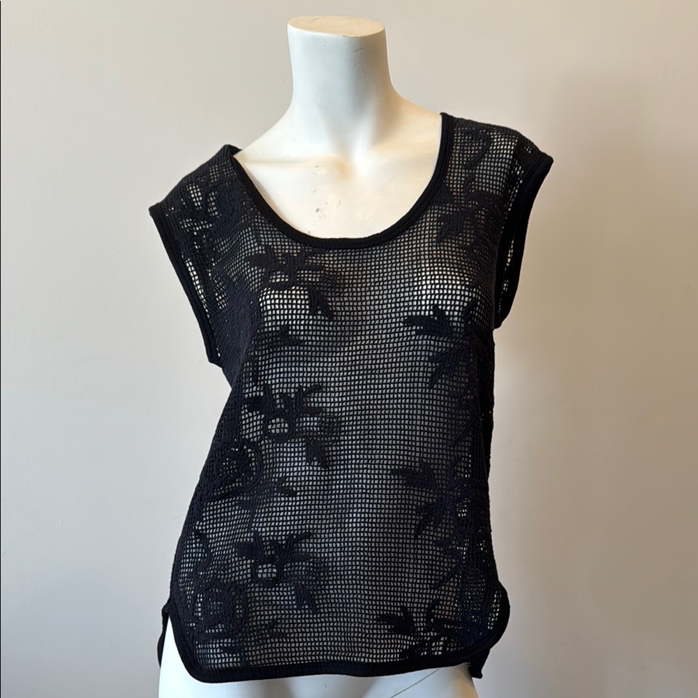 Banana Republic Crochet Black Top